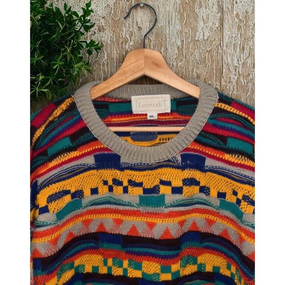 Leoniak Coogi Style 3D Knit Sweater XL Chunky Crew Vintage Biggie Smalls - Picture 2 of 7